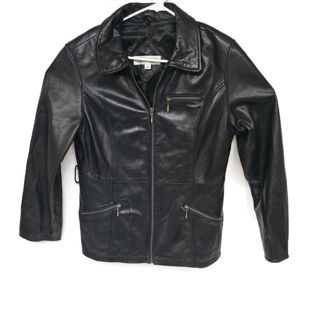Vintage 90s Valerie Stevens Small New Zealand Lambskin ZIp Up Leather Jacket